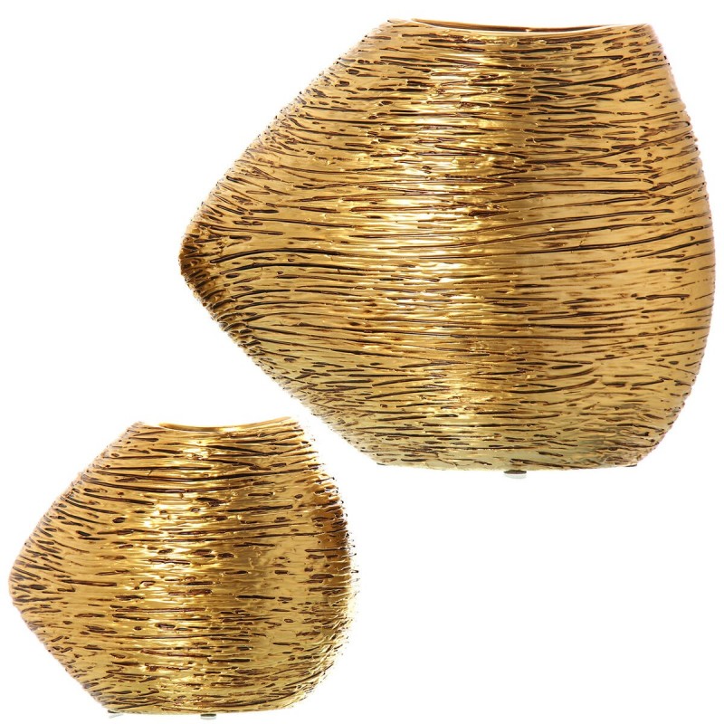 Set di 2 Vasi Alexandra House Living Dorato Ceramica