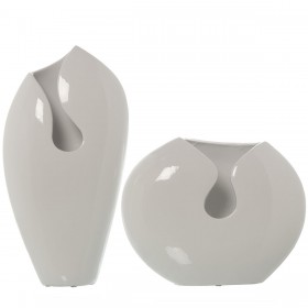 Set di 2 Vasi Alexandra House Living Bianco Ceramica Luminoso 23 x 24 x 42 cm (2 Pezzi)