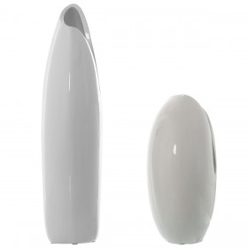Set di 2 Vasi Alexandra House Living Bianco Ceramica Luminoso 23 x 24 x 42 cm (2 Pezzi)