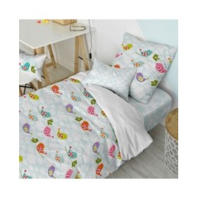 Set di copripiumino HappyFriday Mr Fox Little birds Multicolore Singolo 2 Pezzi