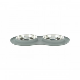 Ciotola per cani Trixie Grigio Acciaio inossidabile Ø 16 cm Doppia 2 × 0,3 L 47 × 3 × 26 CM