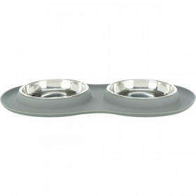 Ciotola per cani Trixie Grigio Acciaio inossidabile Ø 16 cm Doppia 2 × 0,3 L 47 × 3 × 26 CM