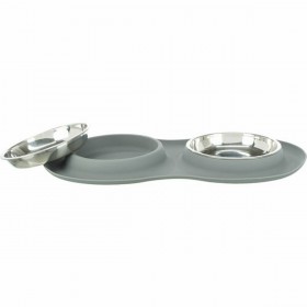 Ciotola per cani Trixie Grigio Acciaio inossidabile Ø 16 cm Doppia 2 × 0,3 L 47 × 3 × 26 CM