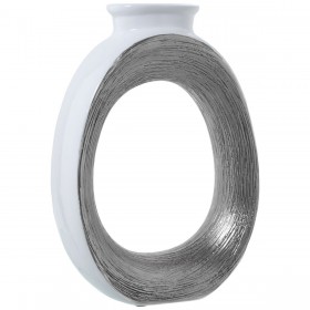Vaso Alexandra House Living Bianco Argentato Ceramica 14 x 33 x 24 cm