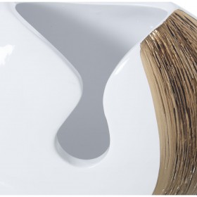 Set di 2 Vasi Alexandra House Living Bianco Dorato Ceramica Luminoso 24 x 24 x 42 cm (2 Pezzi)