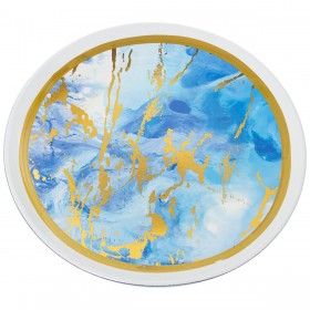 Centrotavola Alexandra House Living Azzurro Bianco Dorato Ceramica 9 x 32 x 33 cm