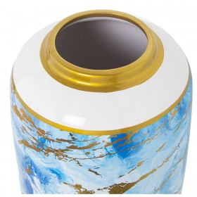 Vaso Alexandra House Living Azzurro Bianco Dorato Ceramica 18 x 18 x 30 cm