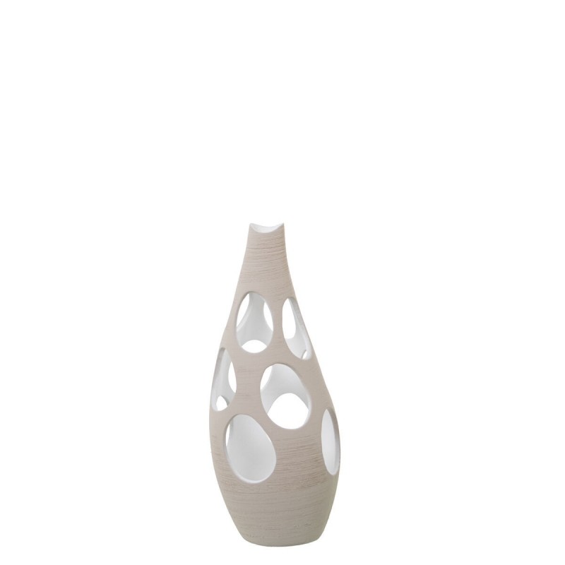 Vaso Alexandra House Living Ecru Ceramica Righe Cerchi 17 x 17 x 37 cm