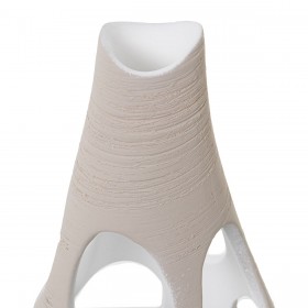 Vaso Alexandra House Living Ecru Ceramica Righe Cerchi 17 x 17 x 37 cm
