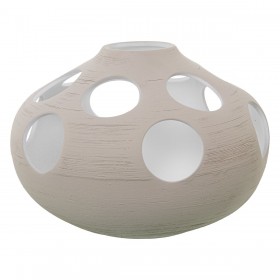 Vaso Alexandra House Living Ecru Ceramica Righe Cerchi 32 x 32 x 25 cm