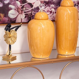 Vaso Alexandra House Living Senape Ceramica 15 x 45 cm