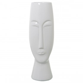 Vaso Alexandra House Living Bianco Ceramica Luminoso Faccia 16 x 15 x 47 cm