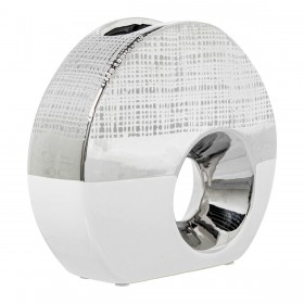 Vaso Alexandra House Living Bianco Argentato Ceramica 21 x 6 x 18 cm
