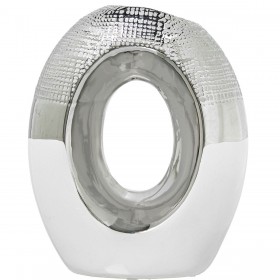 Vaso Alexandra House Living Bianco Argentato Ceramica 18 x 9 x 23 cm
