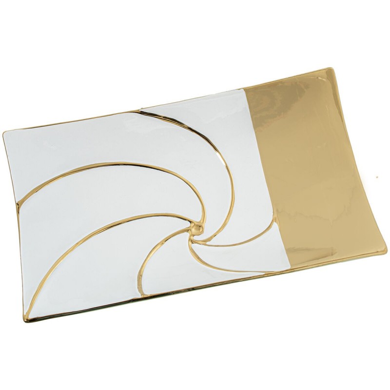 Centrotavola Alexandra House Living Bianco Dorato Ceramica 8 x 22 x 37 cm
