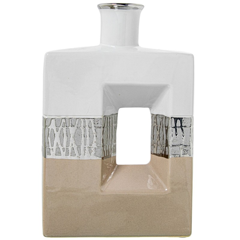 Vaso Alexandra House Living Bianco Argentato Ceramica 18 x 7 x 28 cm