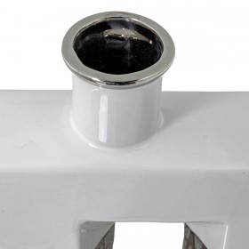 Vaso Alexandra House Living Bianco Argentato Ceramica 18 x 7 x 28 cm