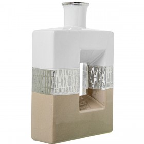 Vaso Alexandra House Living Bianco Argentato Ceramica 18 x 7 x 28 cm
