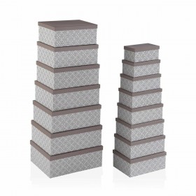 Set di Scatole per Sistemare Impilabili Versa Bianco Rosso