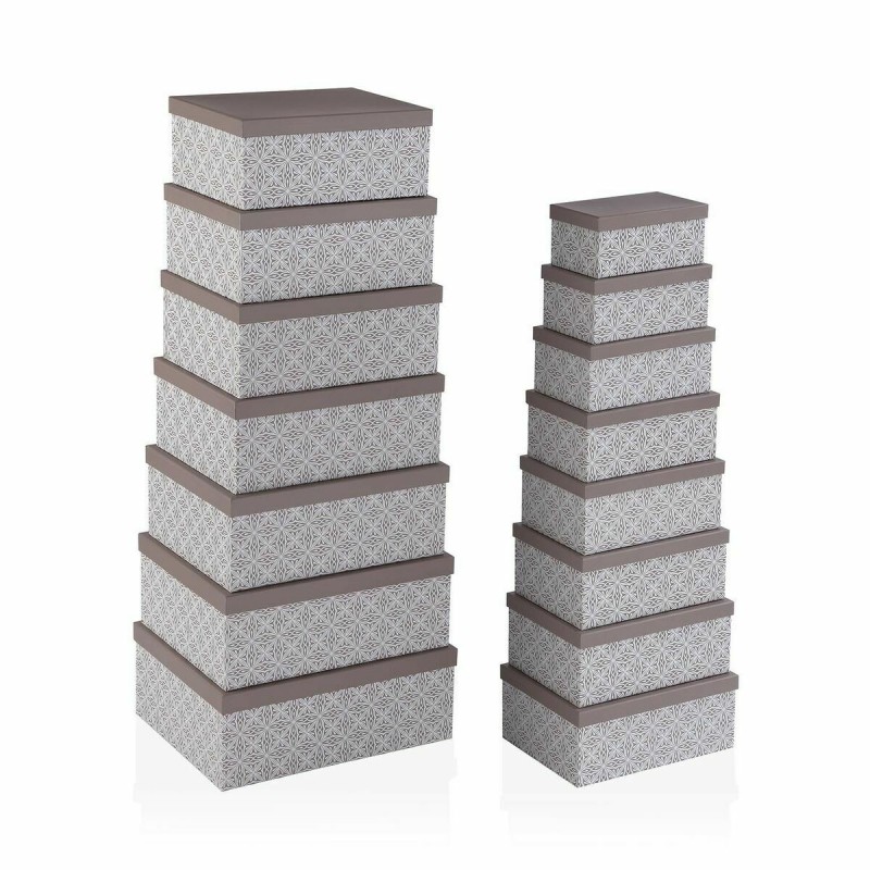 Set di Scatole per Sistemare Impilabili Versa Bianco Rosso