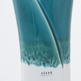 Vaso Alexandra House Living Azzurro Bianco Ceramica 12 x 16 x 38 cm