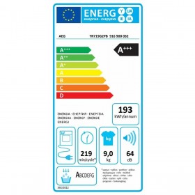 Asciugatrice AEG TR719G2PB 9 kg Pompa di calore Bianco