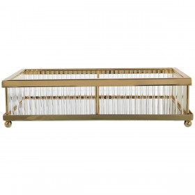 Vassoio Alexandra House Living Dorato Cristallo Ferro 30 x 7 x 18 cm