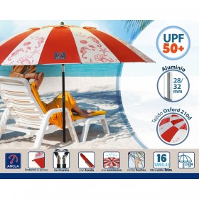 Ombrellone Rosso Ø 220 cm SPF50+ Marino