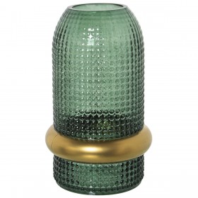 Vaso Alexandra House Living Verde Dorato Cristallo 13 x 13 x 23 cm