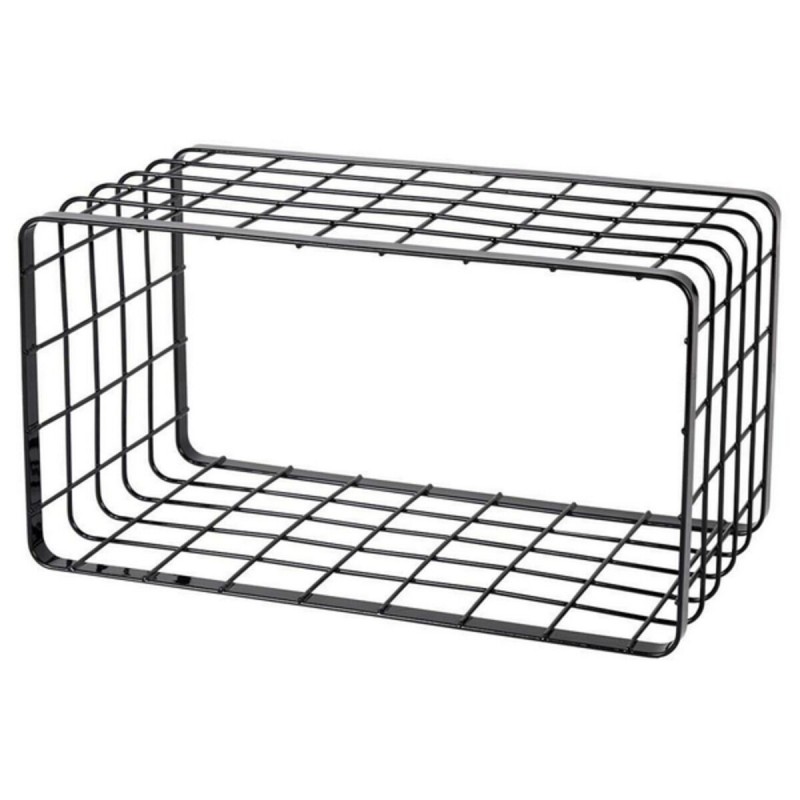 Contenitore per Sistemare Multiuso Inde Nero 34 x 19 x 18 cm Griglia