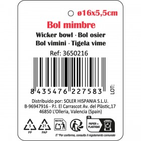 Cestino Multiuso Privilege Privilege Marrone vimini 16 x 16 x 5,5 cm (48 Unità)