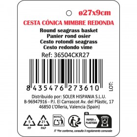 Cestino Multiuso Privilege Korne Marrone vimini Rotonda 27 x 27 x 9 cm (12 Unità)