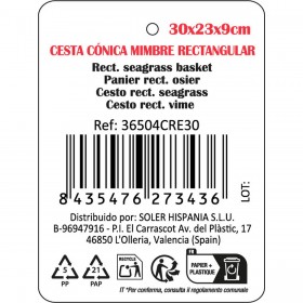 Cestino Multiuso Privilege   vimini Rettangolare 30 x 23 x 9 cm (8 Unità)