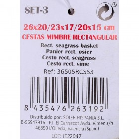 Set di Cestini Privilege   3 Pezzi vimini Rettangolare (3 Pezzi) (4 Unità)