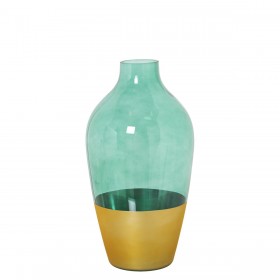 Vaso Alexandra House Living Verde Dorato Cristallo 13 x 13 x 26 cm