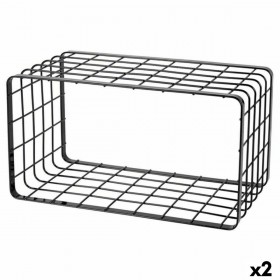 Contenitore per Sistemare Multiuso Inde Nero 34 x 19 x 18 cm Griglia (2 Unità)