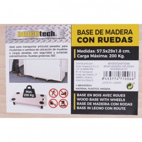 Base di Legno con Ruote Bricotech (57,5 x 29 x 1,8 cm) Legno 57,5 x 29 x 1,8 cm