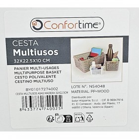 Cestino Multiuso Confortime Legno 37 x 23 x 11 cm 32 x 22,5 x 10 cm (18 Unità)