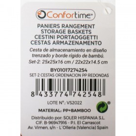 Cestino Multiuso Confortime Rotonda 26 x 26 x 17 cm 2 Pezzi (6 Unità)