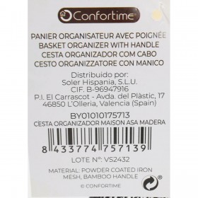 Cestino Multiuso Confortime Metallo Legno 25 x 26 x 18 cm (6 Unità)