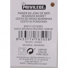 Cestino Multiuso Privilege Erba di mare Rotondo Rotonda 18 x 8 cm (24 Unità)