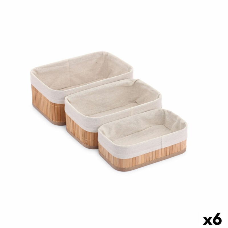 Set di Cesti Confortime Naturale Bambù (3 Pezzi) (6 Unità)