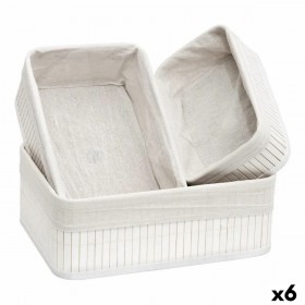 Set di Cesti Confortime Bianco Bambù (3 Pezzi) (6 Unità)