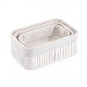 Set di Cesti Confortime Bianco Bambù (3 Pezzi) (6 Unità)