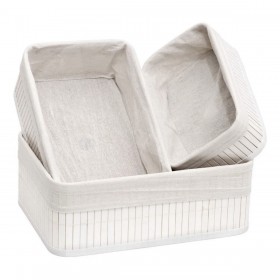 Set di Cesti Confortime Bianco Bambù (3 Pezzi) (6 Unità)
