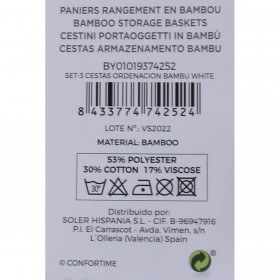 Set di Cesti Confortime Bianco Bambù (3 Pezzi) (6 Unità)