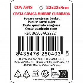 Cestino Multiuso Privilege Marrone vimini 22 x 22 x 8 cm (12 Unità)