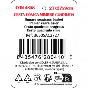 Cestino Multiuso Privilege vimini Quadrato 27 x 27 x 9 cm