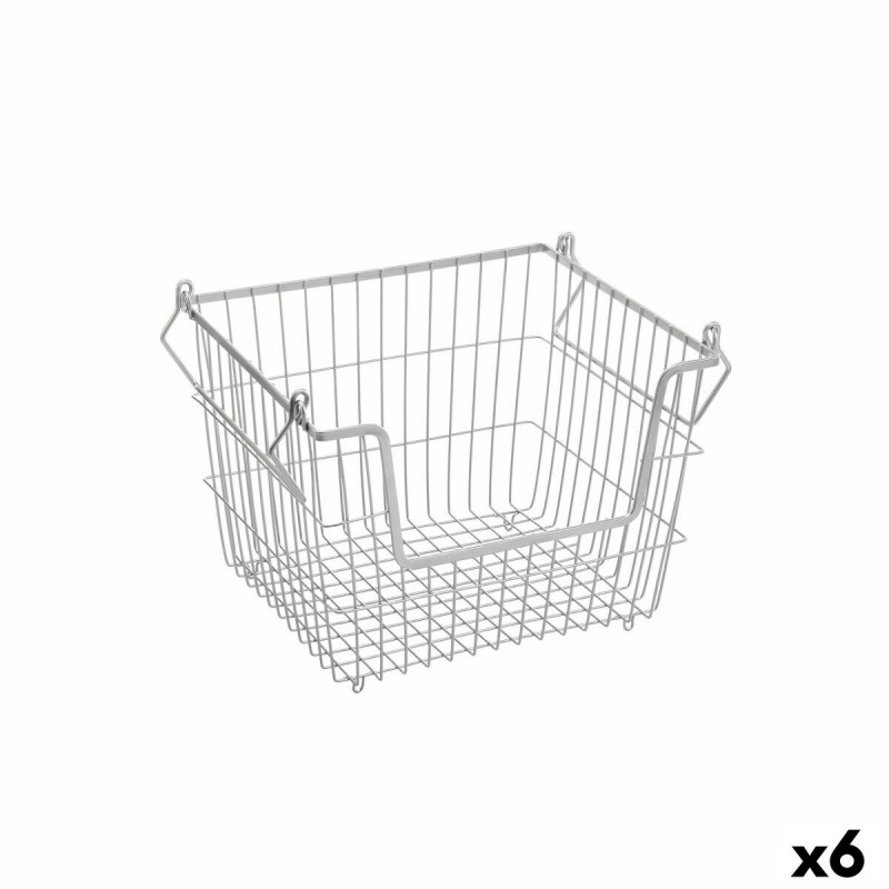 Cestino Multiuso Confortime Grigio Metallo 32 x 27 x 23 cm (6 Unità)