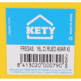 Secchio per Pavimenti Kety Giallo 16 L 40,5 x 30 x 35 cm (6 Unità)